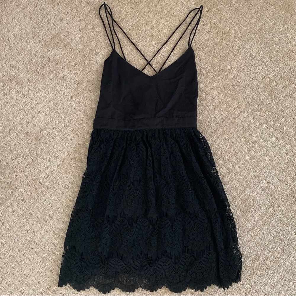 Kimchi Blue black open back dress with lattice